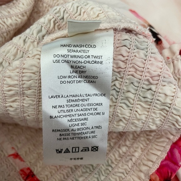 Anthropologie Floral Blouse Size XS/S Smocked Puff Long Sleeve Cotton - Picture 7 of 11